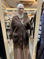 Kapşonlu angora hırka - Görsel 4